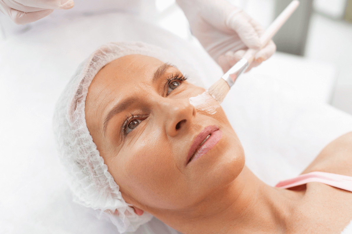 Woman during professional grade skincare appointment in Doncaster